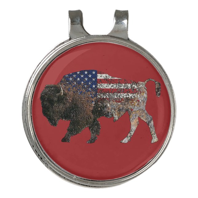 North American Sacred Buffalo Golf Hat Clip (Front)