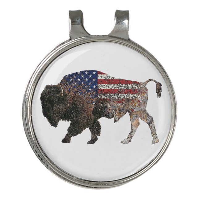 North American Sacred Buffalo Golf Hat Clip (Front)