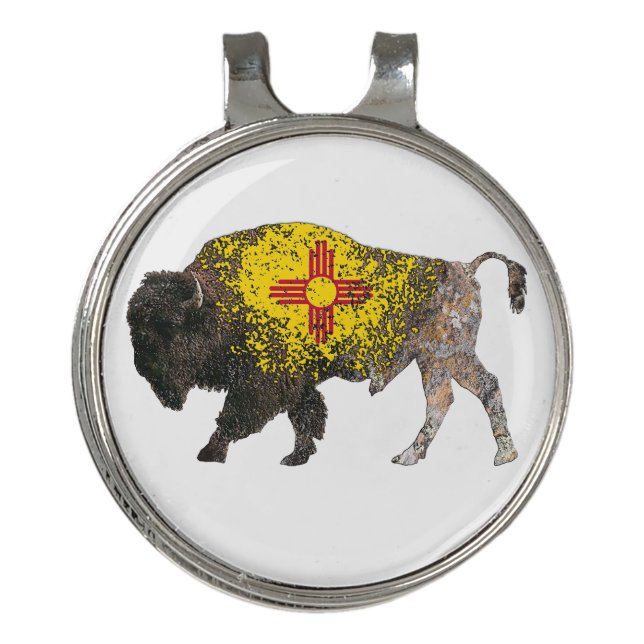 North American Sacred Buffalo  New Mexico Golf Hat Clip (Front)