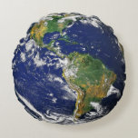 North and South America Earth Globe Round Pillow North and South America Earth Globe Round Pillow