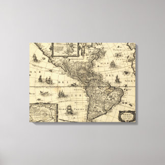 North and South America - Panoramic Map Canvas Print
