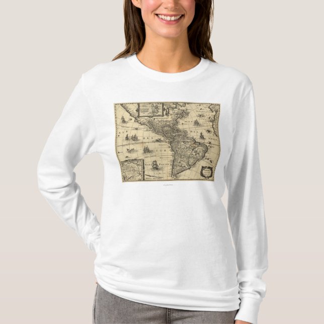 North and South America - Panoramic Map T-Shirt (Front)