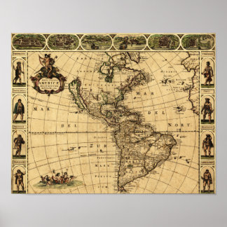 North and South AmericaPanoramic Map Poster
