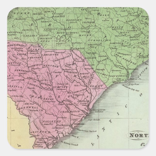 North and South Carolina 2 Square Sticker (Front)