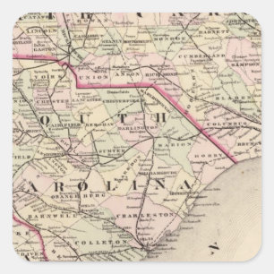 North and South Carolina 4 Square Sticker
