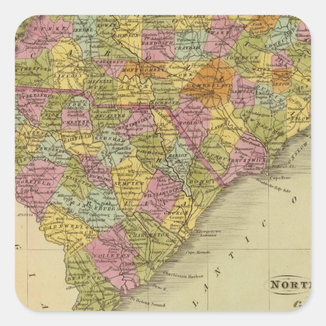 North and South Carolina 5 Square Sticker (Front)