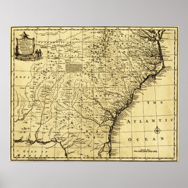 North and South Carolina & Georgia - Panoramic Poster (Front)