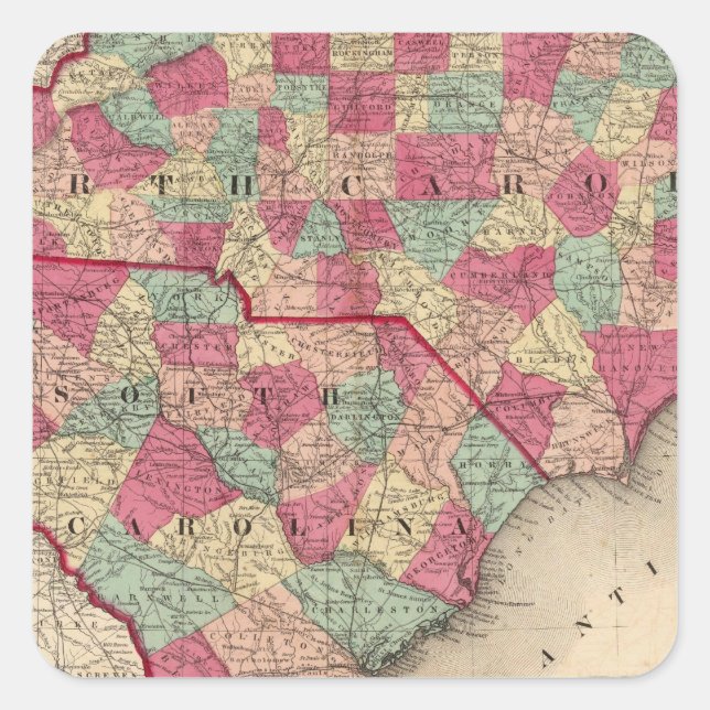 North and South Carolina Square Sticker (Front)