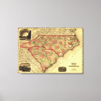 North and South CarolinaPanoramic Map Canvas Print