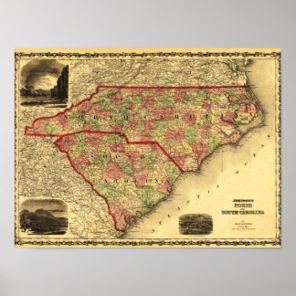 North and South CarolinaPanoramic Map Poster