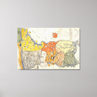 North and South KoreaPanoramic Map Canvas Print