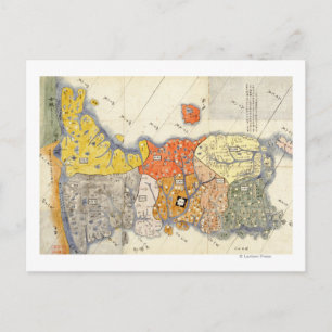 North and South KoreaPanoramic Map Postcard