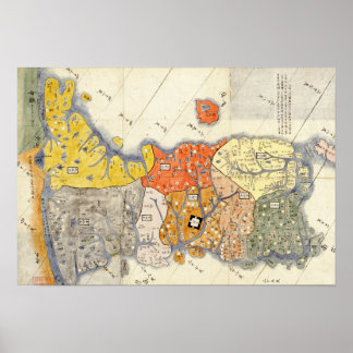 North and South KoreaPanoramic Map Poster