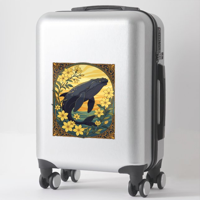 North Atlantic Right Whale And Jasmine Flowers Sticker (Suitcase)