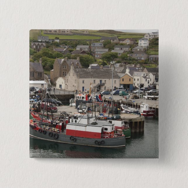 North Atlantic waterfront port of Stromness Pinback Button (Front)