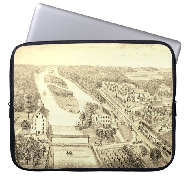 North Aurora Illinois Stone Lithograph 1871 Art Laptop Sleeve (Front)