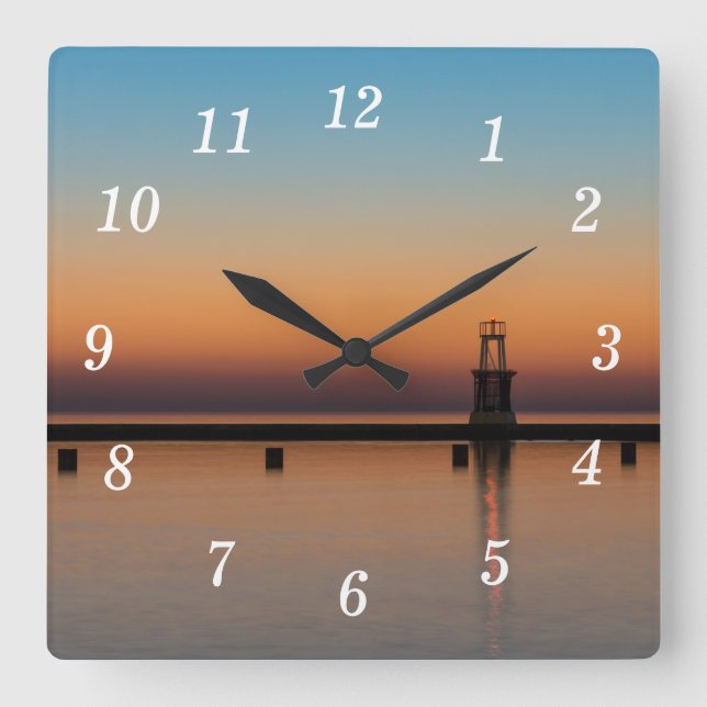 North Ave Lighthouse Sunrise Wall Clock (Front)
