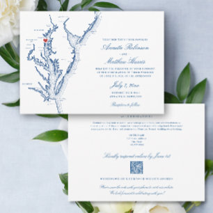 North Beach MD all-in-one QR code RSVP Wedding Invitation