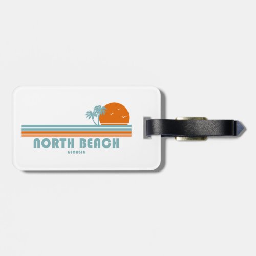 North Beach Tybee Island Georgia Sun Palm Trees Luggage Tag