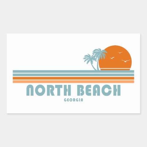 North Beach Tybee Island Georgia Sun Palm Trees Rectangular Sticker