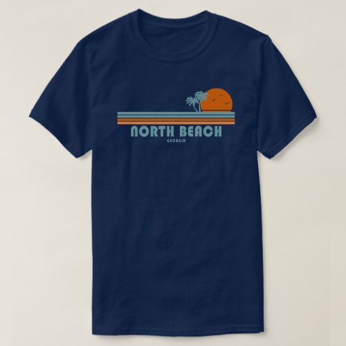 North Beach Tybee Island Georgia Sun Palm Trees T_Shirt