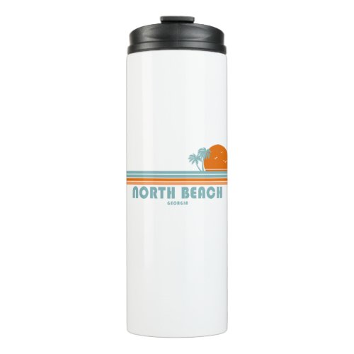 North Beach Tybee Island Georgia Sun Palm Trees Thermal Tumbler