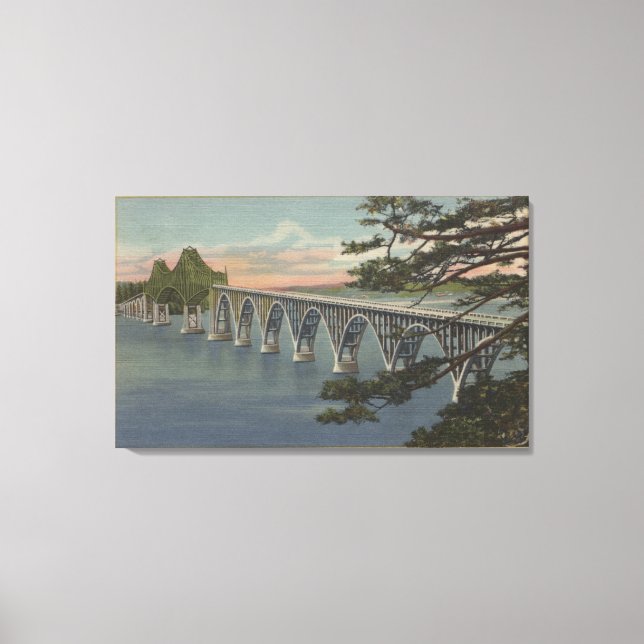 North Bend, Oregon - Coos Bay Bridge View Canvas Print (Front)