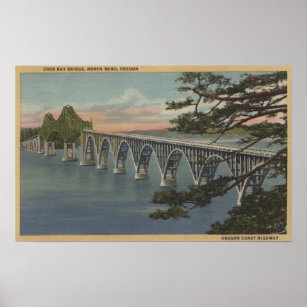 North Bend, Oregon - Coos Bay Bridge View Poster