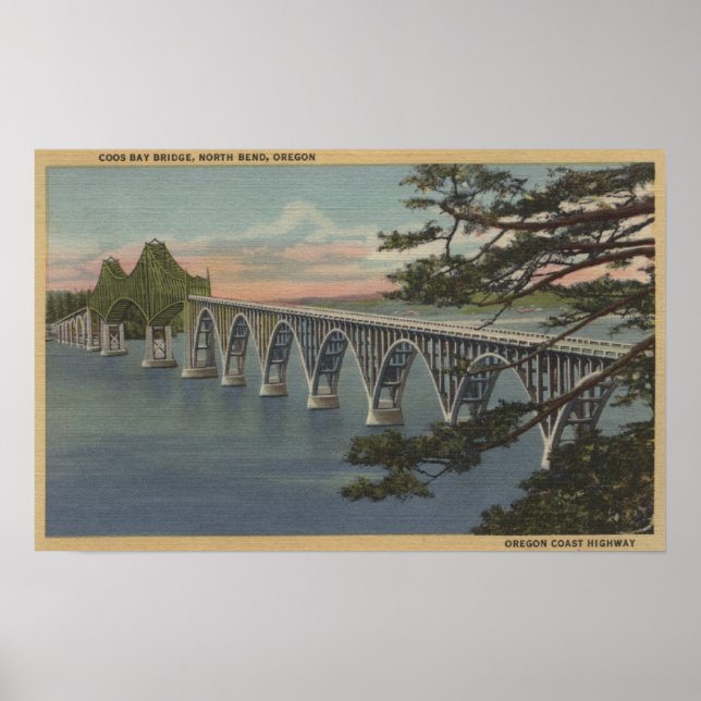North Bend, Oregon - Coos Bay Bridge View Poster (Front)