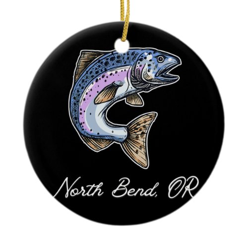 North Bend Oregon Cute Silvers Coho Salmon Ceramic Ornament