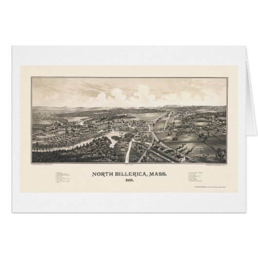 North Billerica, MA Panoramic Map - 1887 Cards (Front Horizontal)