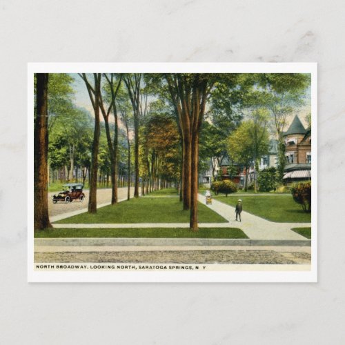 North Broadway Saratoga Springs NY Vintage Postcard