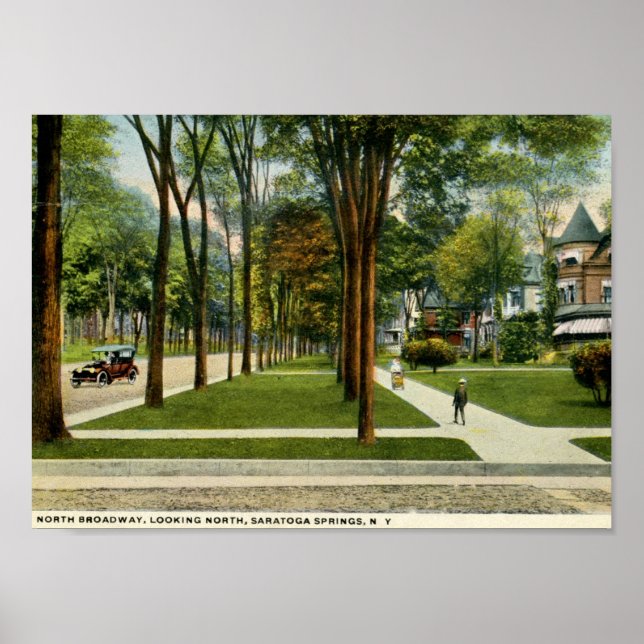 North Broadway, Saratoga Springs, NY Vintage Poster (Front)