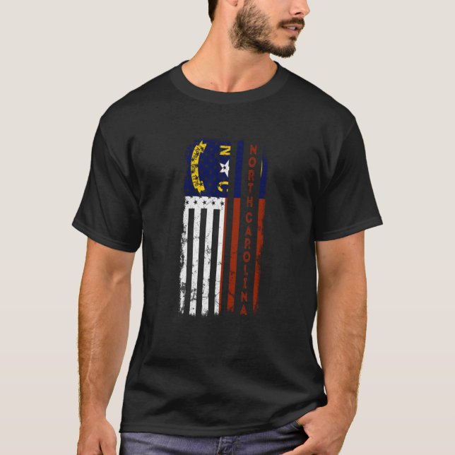 North Carolina American Flag Home State of North C T-Shirt (Front)