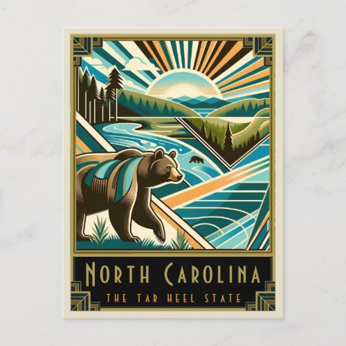 North Carolina  Art Deco Postcard