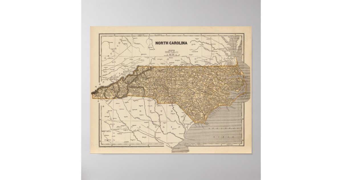 North Carolina Atlas Map Poster | Zazzle