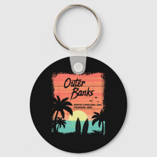 North Carolina Beach Surfing Sunrise Nc Obx  Keychain
