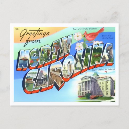 North Carolina Big Letters Postcard