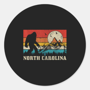 North Carolina Bigfoot Vintage Mountains Hiking Ca Classic Round Sticker