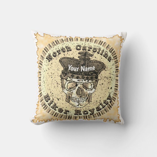 North Carolina Biker Throw Pillow (Front)