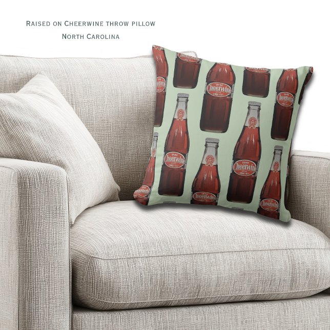 North Carolina Cheerwine Retro Soda Throw Pillow (Carolina comfort with a splash of Cheerwine nostalgia. Personalized North Carolina Throw Pillow)