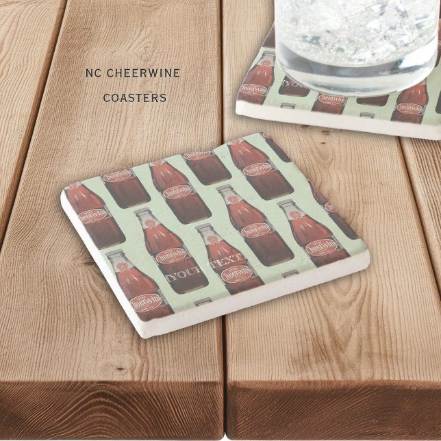 North Carolina Cheerwine Stone Coaster (Nostalgic Cheerwine soda from North Carolina, personalized coasters)