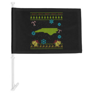 North Carolina Christmas Ugly Shirt Car Flag