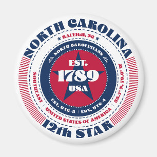 North Carolina Circle Typography Souvenir Magnet