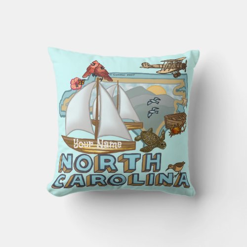 North Carolina custom name Throw Pillow