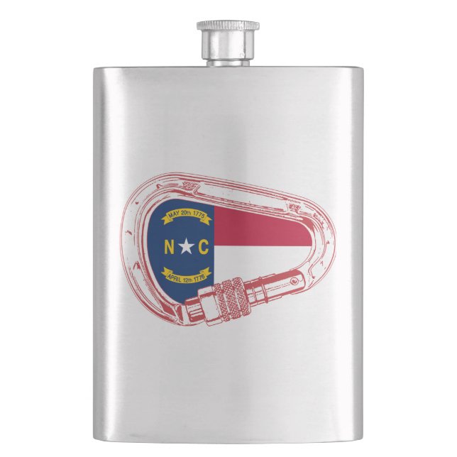 North Carolina Flag Climbing Carabiner Flask (Front)