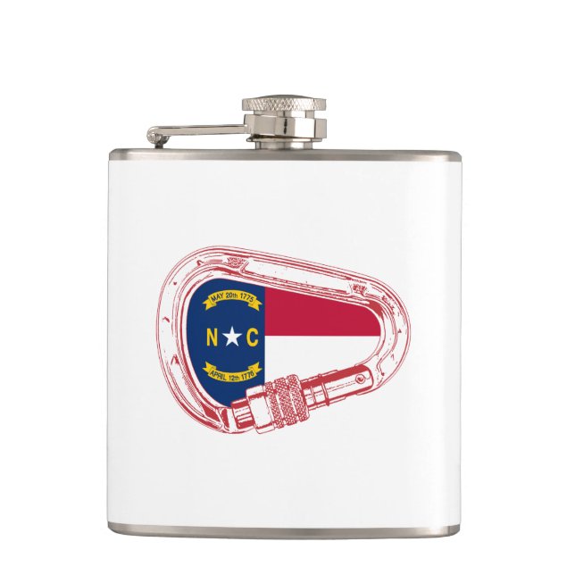North Carolina Flag Climbing Carabiner Flask (Front)