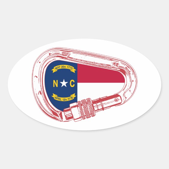 North Carolina Flag Climbing Carabiner Oval Sticker (Front)