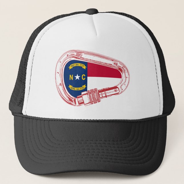 North Carolina Flag Climbing Carabiner Trucker Hat (Front)