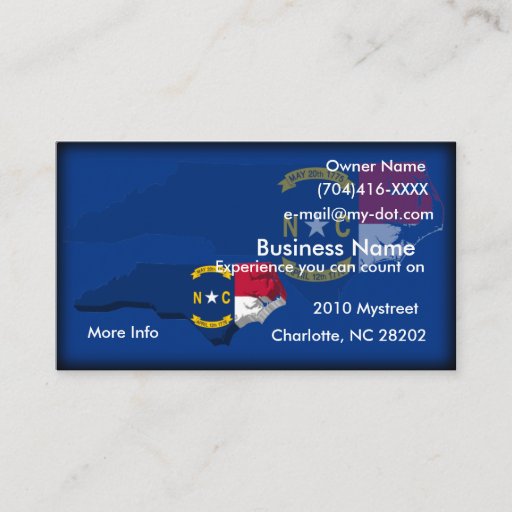 Customizable North Carolina Flag Map Business Card